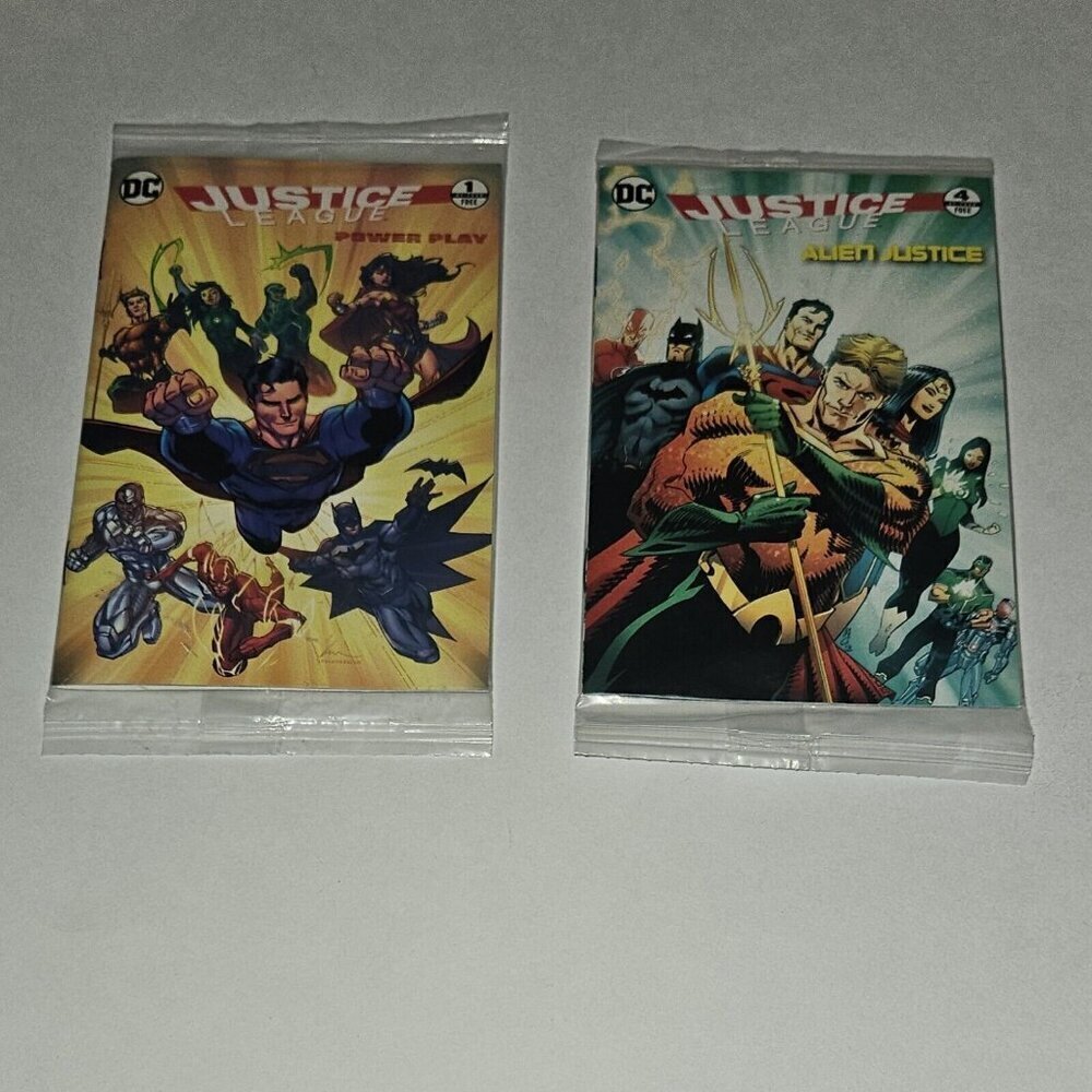 NEW 2 Justice League DC Comics General Mills Promo Power Play 1 Alien Justice 4